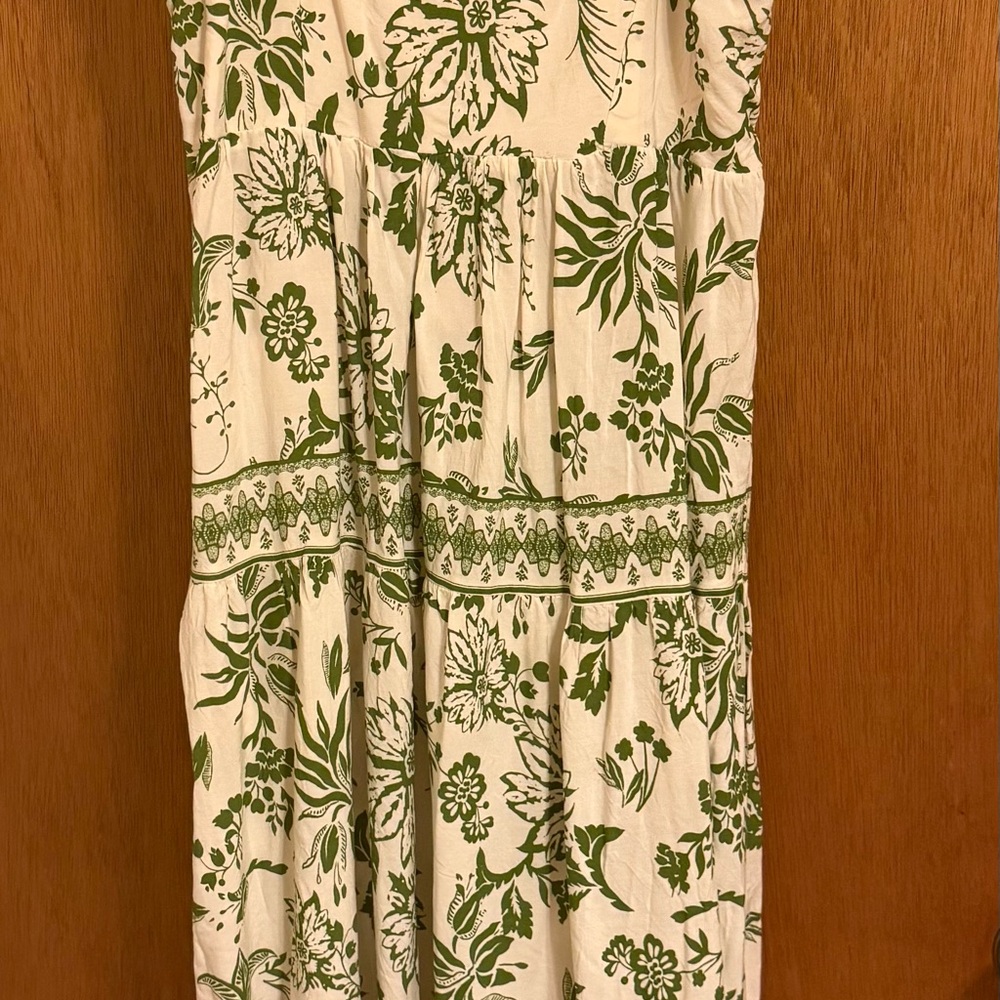 Japna Green and White Floral Dress